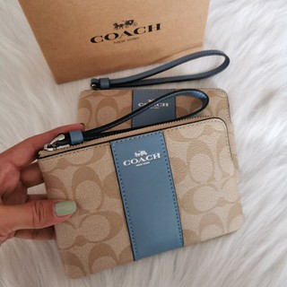 Coach Corner Zip Wristlet In Signature Canvas (Style No.58035)​ของแท้💯