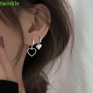 Twinkle1 เครื่องประดับต่างหูห่วงจี้หัวใจสําหรับผู้หญิง