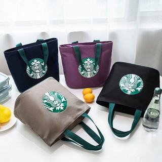 Starbucks กระเป๋าผ้าใบ มีซิป สําหรับใส่กล่องอาหารกลางวัน และคุณแม่