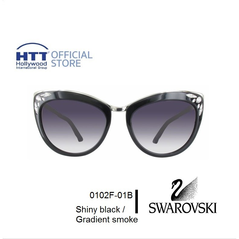 Swarovski SK0102F-01B กรอบแว่นตา สวารอฟสกี้ สี Black/gradient smokeแว่นตาประดับด้วยเพชรคริสตัลของ SW