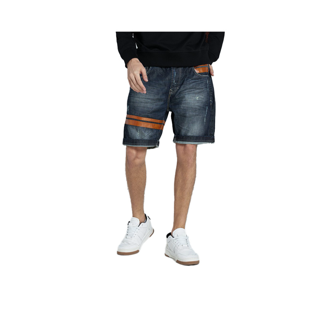 DAVIE JONES กางเกงขาสั้น ผู้ชาย เอวยางยืด สีกรม คาดหนัง Elasticated Shorts in navy SH0028NV