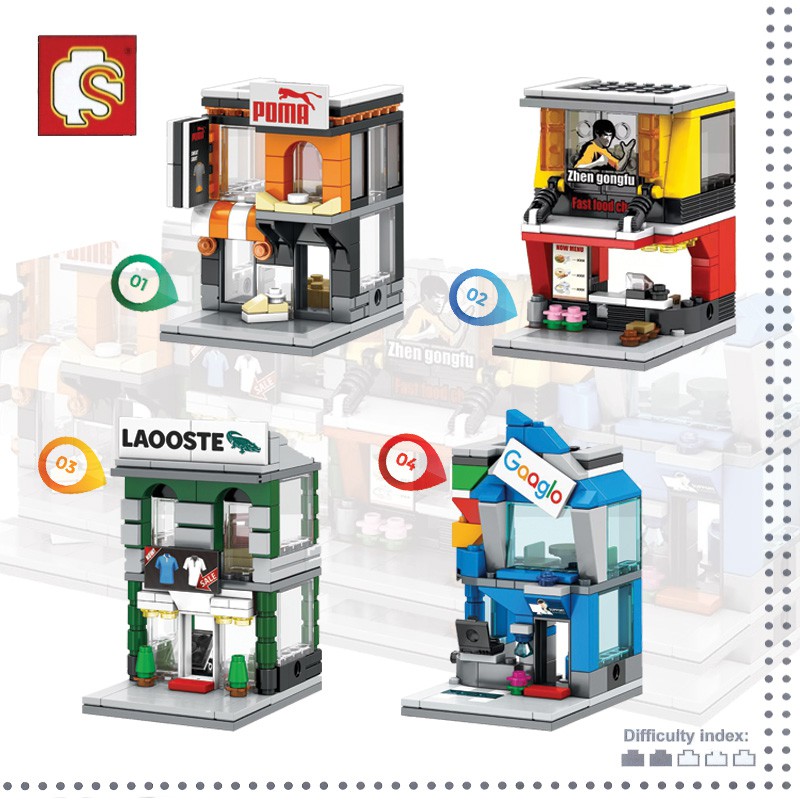 ตัวต่อเลโก้ชุดร้านค้า POMA, LAOOSTE,  Gaaglo, Zhen gongfu (SEMBO BLOCK LEGO)