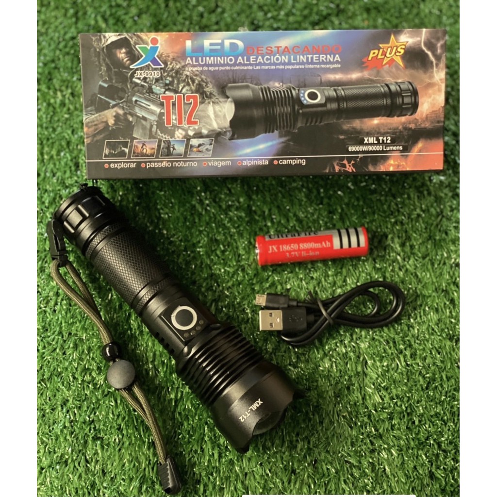 ไฟฉายเดินป่า ไฟฉายรุ่น JX-9910 XML T12 ไฟฉาย Flash Light ส่องไกล300เมตร ทนทาน สีดำ ไฟฉายแรงสูง  ไฟฉา