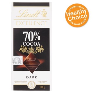 🔥ยอดนิยม!! ลินด์ เอ็กเซอร์แลนซ์ ดาร์ก 70% โกโก้ ดาร์กช็อกโกแลต 100กรัม Lindt Excellence Dark 70% Cocoa Dark Chocolate 10