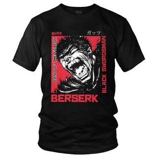 คอลูกเรือเสื้อยืดคอกลมเสื้อยืด ผ้าฝ้าย พิมพ์ลายกราฟฟิคฮีโร่  Furious Gattsu Berserk hort s Byronic สําหรับผู้ชา