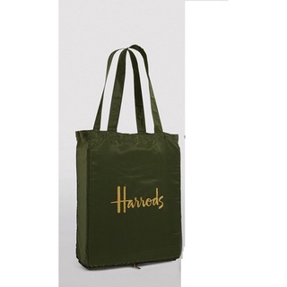 Harrods รุ่น Logo Pocket Shopper Bag สีเขียว (รุ่นใหม่ เป็นซิปรูด)***พรีออร์เดอร์