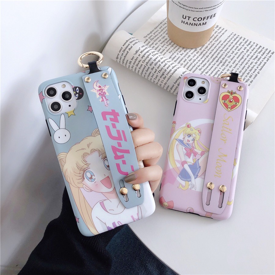 เคสซิลิโคน iPhone 15 Pro Max iPhone 14 Pro Max iPhone 13 Pro Max iPhone 12 Pro Max iPhone 11 Cartoon เซเลอร์มูน Sailor Moon Wristband Design Silicone Case