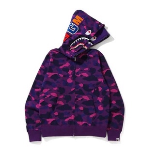 PROSPER - BAPE Color Camo Shark Wide Full Zip Double Hoodie Purple