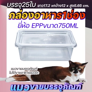 กล่องอาหาร 750ml กล่องพลาสติกใสepp 750ml1ช่อง กล่องอาหารใส่ไมโครเวฟได้ พร้อมฝา