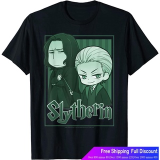 แฮร์รี่พอตเตอร์เสื้อยืดผู้ชายและผู้หญิง Harry Potter Slytherin Chibi Snape &amp; Draco T-Shirt Harry Potter Short sleeve T-s