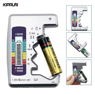 Kiprun เครื่องทดสอบแบตเตอรี่ดิจิตอลจอแสดงผล LCD AA/AAA/9 V/C/D/N 1.5 V ปุ่มเซลล์แบตเตอรี่ความจุตรวจสอบเครื่องตรวจจับความจุเครื่องมือวินิจฉัย