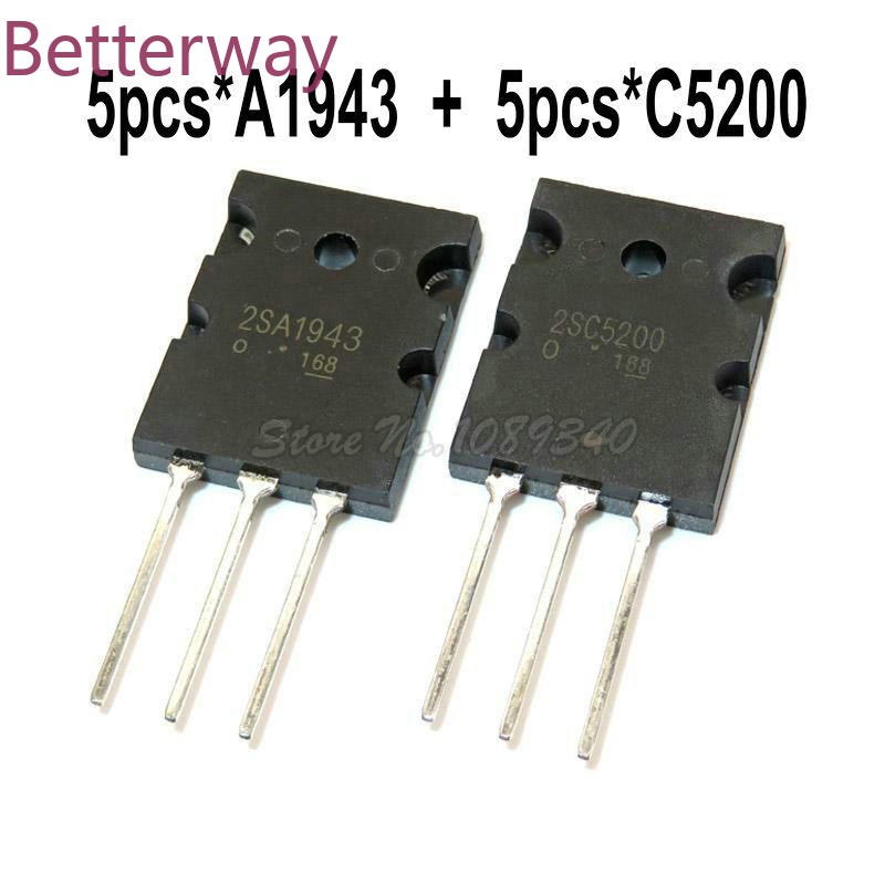 10PCS 5 คู่ A1943 C5200 2SA1943 2SC5200 คู่หลอด 5PCS * A1943 + 5PCS * C5200 TO-3PL ใหม่ original betterway