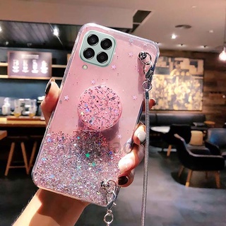 เคสโทรศัพท์มือถือ พร้อมสายคล้องคอยาว หรูหรา สําหรับ Samsung Galaxy M33 M53 5G