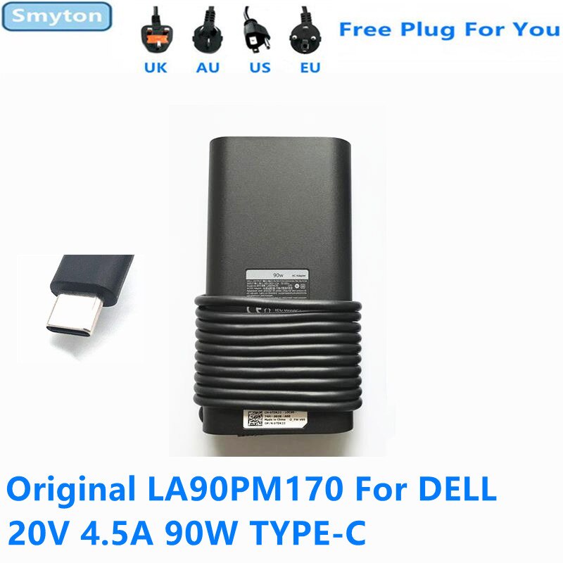 Original 90W AC Adapter Charger สําหรับ DELL 20V 4.5A USB TYPE-C LA90PM170 DA90PM170 0TDK33 แล็ปท็อป