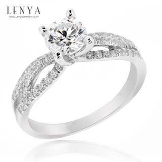 Lenya Jewelry แหวนเพชร DiamondLike ดีไซน์หวานสุดๆ เหมาะสำหรับเป็นของขวัญ บนตัวเรือนเงินแท้ชุบทองคำขาว