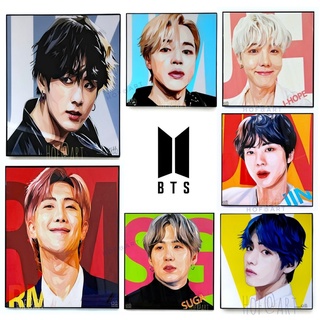 รูปภาพ วง BTS บีทีเอส จองกุก RM อาร์เอ็ม จีมิน Jin V นักร้องเกาหลี K pop รูปภาพ​ติดผนัง pop art กรอบรูป แต่งบ้าน ของขวัญ