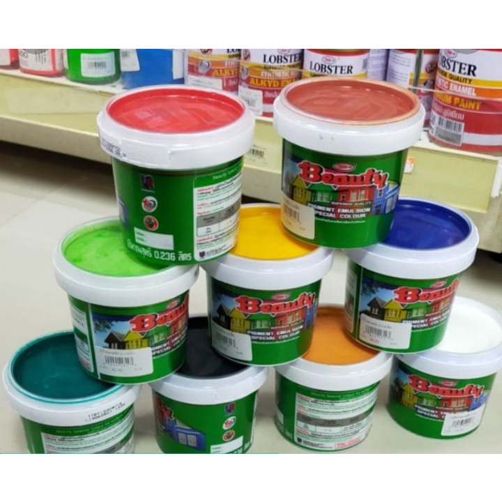 Beauty แม่สีน้ำอะครีลิคพิเศษ สีทาง่าย ฟิล์มสีสด คงทน ยึดเกาะดี ไม่หลุดล่อน มี 10 สีให้เลือก ขนาด 0.2