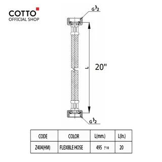 COTTO สายน้ำดีอ่างล้างหน้าสเตนเลสถักยาว 16 18 20 24 นิ้ว