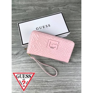 Guess Zip-Around Wallet กระเป๋าเงินวัสดุหนังเดินด้ายลายตัวG ทั้งใบ