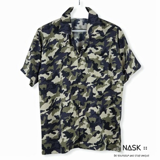 เสื้อฮาวาย nask (Hawaii shirt) เชิ้ต ผ้าไหมอิตาลี เนื้อผ้าบาง ทิ้งตัว เพียงแค่ซัก สะบัด ตาก ก็ใส่ได้แล้ว - H2106