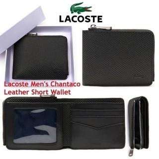 แท้💯 outlet Lacoste Mens Chantaco  Leather Short Wallet  กระเป๋าสตางค์ใบสั้นรุ่นใหม่