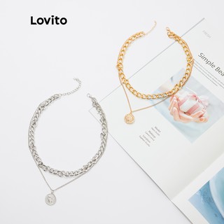 Lovito ชุดสร้อยคอโลหะ สีทอง เงิน ลําลอง L233L214