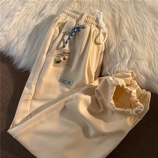 Creamy apricot beam foot guard pants women spring and summer thin loose student sports casual pants ins tide straight be