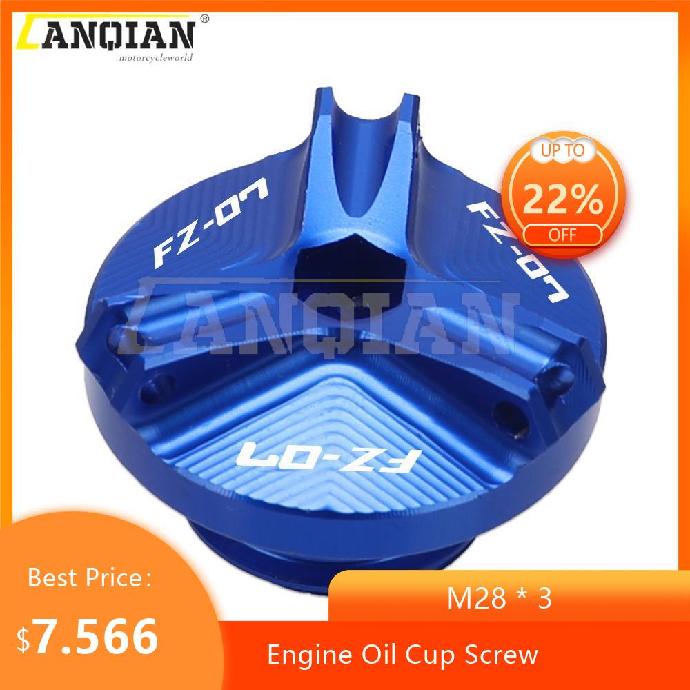 M28*3 Motorcycle Aluminum Engine Oil Cup For Yamaha FZ07 FZ-07 FZ 07 2015 2016 2017 2018 Filter Fuel