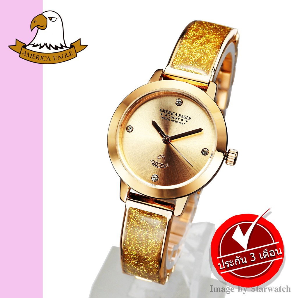 AMERICA EAGLE นาฬิกาข้อมือผู้หญิง สายสแตนเลส รุ่น AE097L – GOLD/GOLD