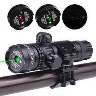 เล.laser scope สีเขียว ปรับนอก เลเซอร์อย่างดีของแท้ laser scope กันกระแทก ปรับนอกแสงสีเขียว พร้อมขาจับ ถ่าน ตัวไขครบชุด