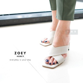 PMR Shoes รองเท้าแตะส้นสูงเปิดส้น หนังไมโครไฟเบอร์หนังนุ่มมากไม่กัดเท้ารุ่น Zoey