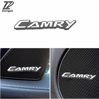 สติ๊กเกอร์เครื่องเสียงรถยนต์  4pcs 3D Car Styling Sticker Aluminum Emblem interior Speaker audio Badge for Toyota Camry Accessories 12-19 2020 2021