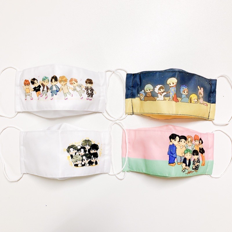 หน้ากากอนามัยผ้า ทรง 3Dเกาหลี ใส่สบาย ลายBTS