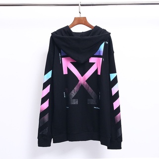 OFF WHITE Gradient Rainbow Arrow Hooded Cardigan Jacket Zipper