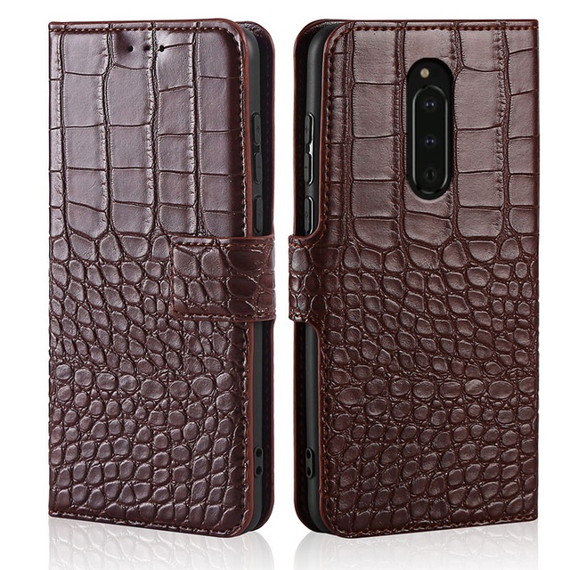 เคสหนังจระเข้สําหรับ Sony Xperia 1 SOV40 802SO SO-03L J9110 6.5" ฝาครอบแบบพลิกได้