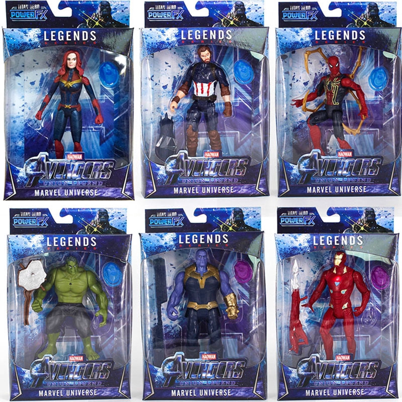 Cod ของเล่นฟิกเกอร์ AVENGERS SUPER HEROS ACTION FIGURE Iron Man Captain America Hulk Spider-Man PVC ขนาด 15 ซม. สําหรับเด็กผู้ชาย และเด็กผู้หญิง