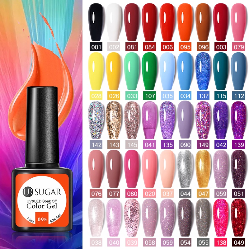 Ur SUGAR 7.5ml สีชมพูสีเทา Series เล็บเจลขัดเงาเจลสีสันสดใสแช่ออก UV Nail Gel