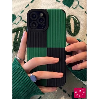 🔆 Nolin~ เคสiPhone เคสโทรศัพท์ ลายบล็อกสีเขียวดำ💚