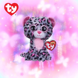 Ty Beanie boos, ตุ๊กตาแบรนด์ Ty ของแท้ ตุ๊กตาเสือน่ารัก ตาโต สีชมพู Tasha (Leopard)