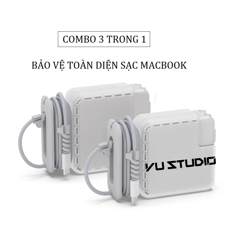 ฝาครอบป้องกันการชาร์จ แมคบุค มัลติฟังก์ชั่น 3-ใน-1 พร้อมที่ม้วนป้องกันเพื่อป้องกันการแตกหักของสายชาร์จ