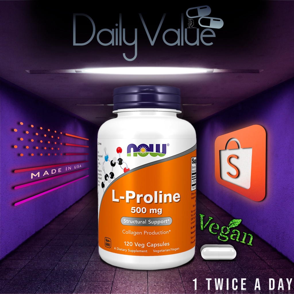 แอลโพรลีน / L-Proline 500 MG 120 Capsules by NOW FOODS