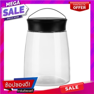 ขวดโหลแก้วกลมฝาเกลียว 1.4 ลิตร สีดำ ขวดโหล ROUND GLASS CANISTER WITH SCREW LID 1.4L BLACK