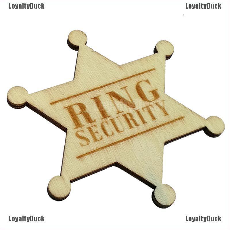 LoyaltyDuck Retro Wooden Badge Pin Ring Security Wedding Rustic Badge