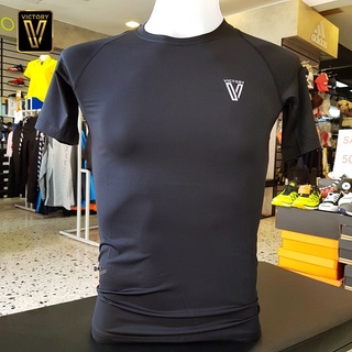 VICTORY เสื้อรัดกล้ามเนื้อ แขนสั้น สีดำ รหัส-V099 พร้อมส่ง