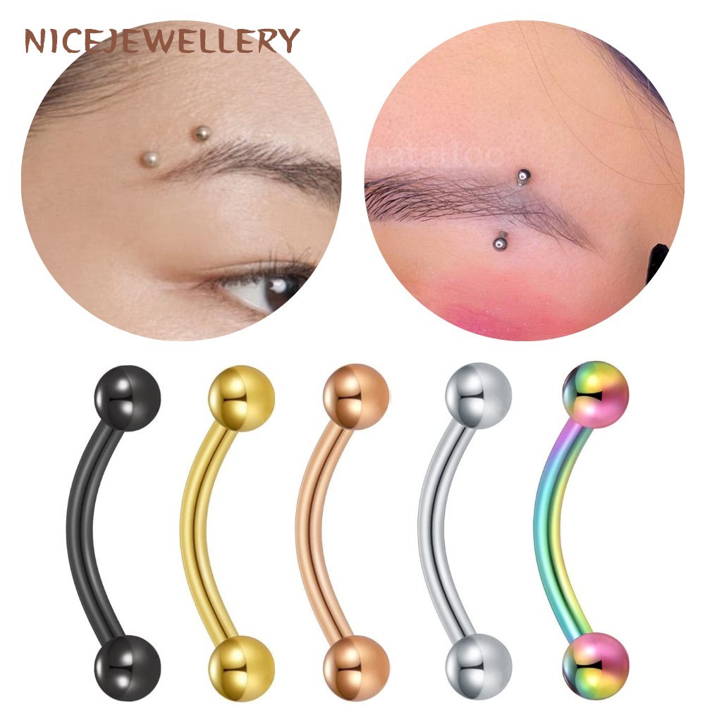 1 PC Eyebrow Ear Studs สแตนเลส Rook กระดูกอ่อนเจาะ Anti แพ้โค้ง Rod Eyebrow Bridge เจาะ