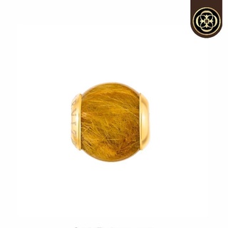 Cheevitwufu Gold Rutilated Quartz Stone Charm 12-13 mm ชาร์มหินไหมทองแท้ ขนาด 12-13 มิล