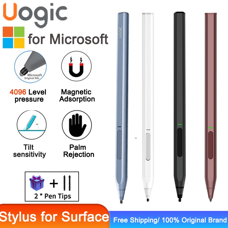 ปากกาสไตลัส Uogic stylus สําหรับ Microsoft Surface ความไวแสง 4096 การเอียง และการปฏิเสธฝ่ามือ การชาร์จอย่างรวดเร็ว สําหรับปากกาสไตลัสดิจิทัล Surface Pro Go Book Studio