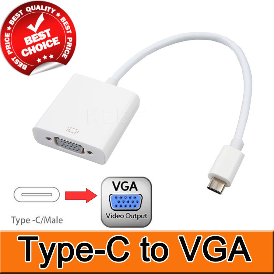 อะแดปเตอร์ แปลง Type C to VGA สีขาว ( USB 3.1 Type C to Female VGA Adapter Cable USBC to VGA Adapter