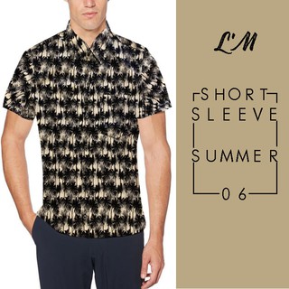 LM Mens style เสื้อเชิ้ตผู้ชาย พิมพ์ลาย แขนสั้น