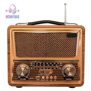 Wooden Retro Radio, AM SW FM Radio, Wireless Bluetooth Speaker, Mini Bass Audio Outside Loud Volume for Home, Office